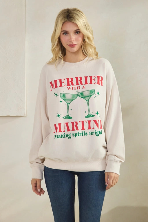 Merrier with A Martini, Graphic Sweatshirt