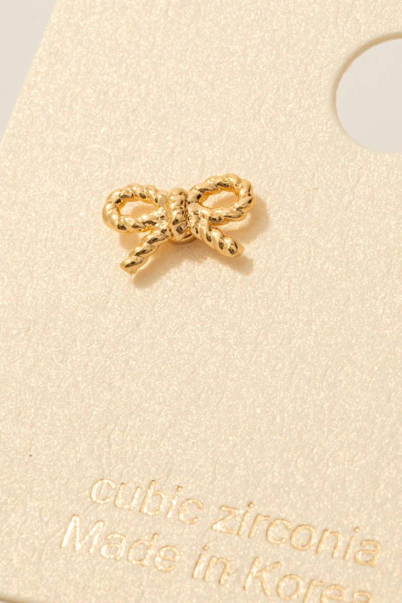 Gold Dipped Mini Bow Stud Earrings 926 WEST