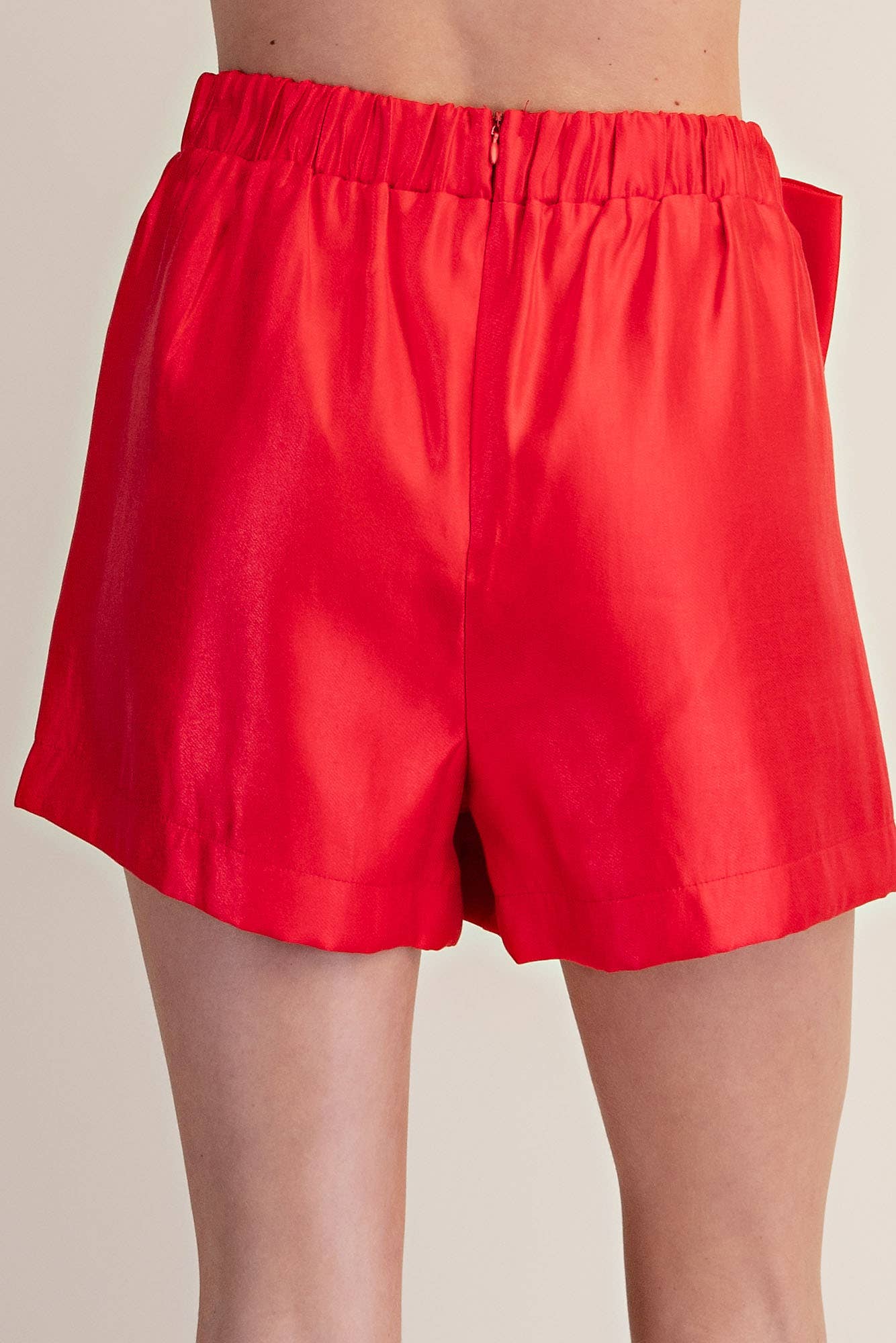 Bow Shorts High Waist Pleated