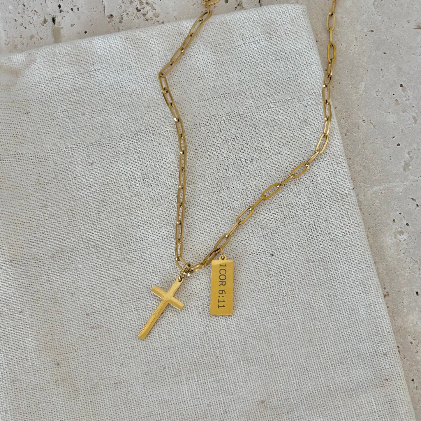 Christian Necklace Jewelry Bible verse 14k gold plated