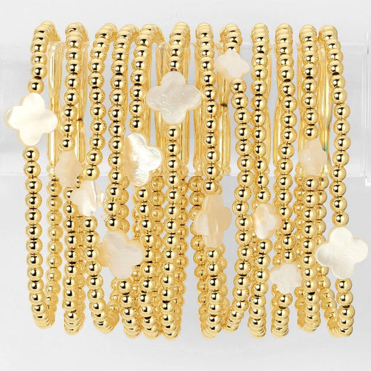 Splendid Iris 4mm Bracelet With Shell Quatrefoil Accents B3381