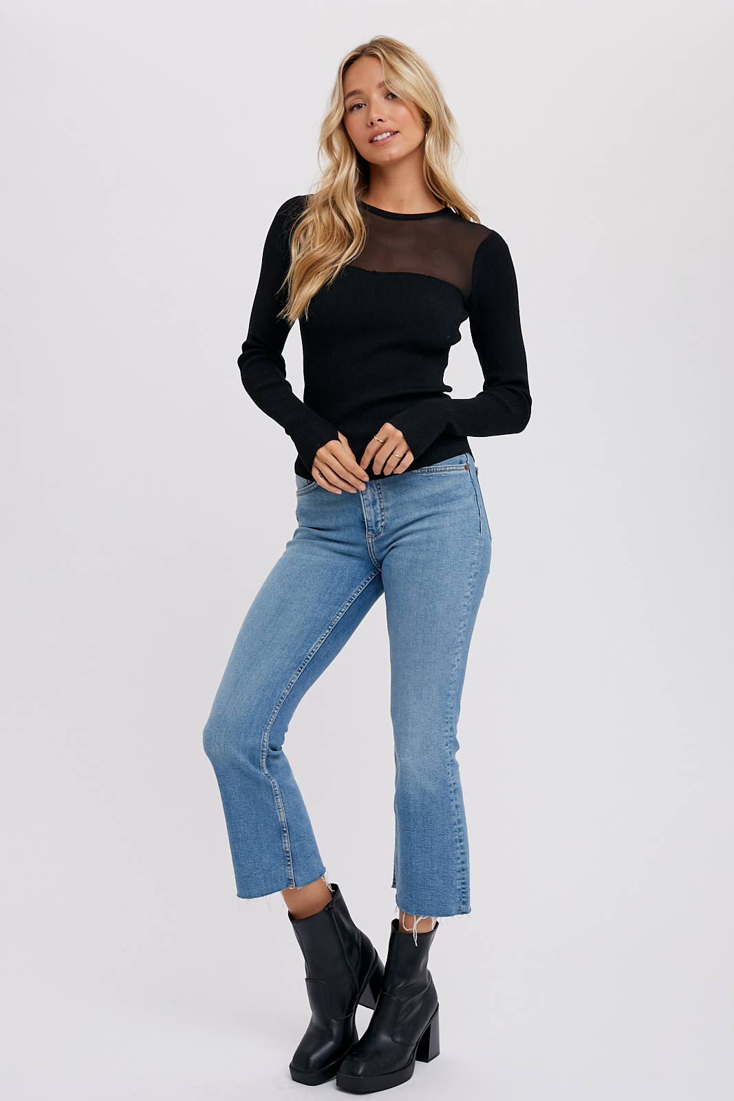 SEMI SHEER SWEETHEART NECK TOP Bluivy