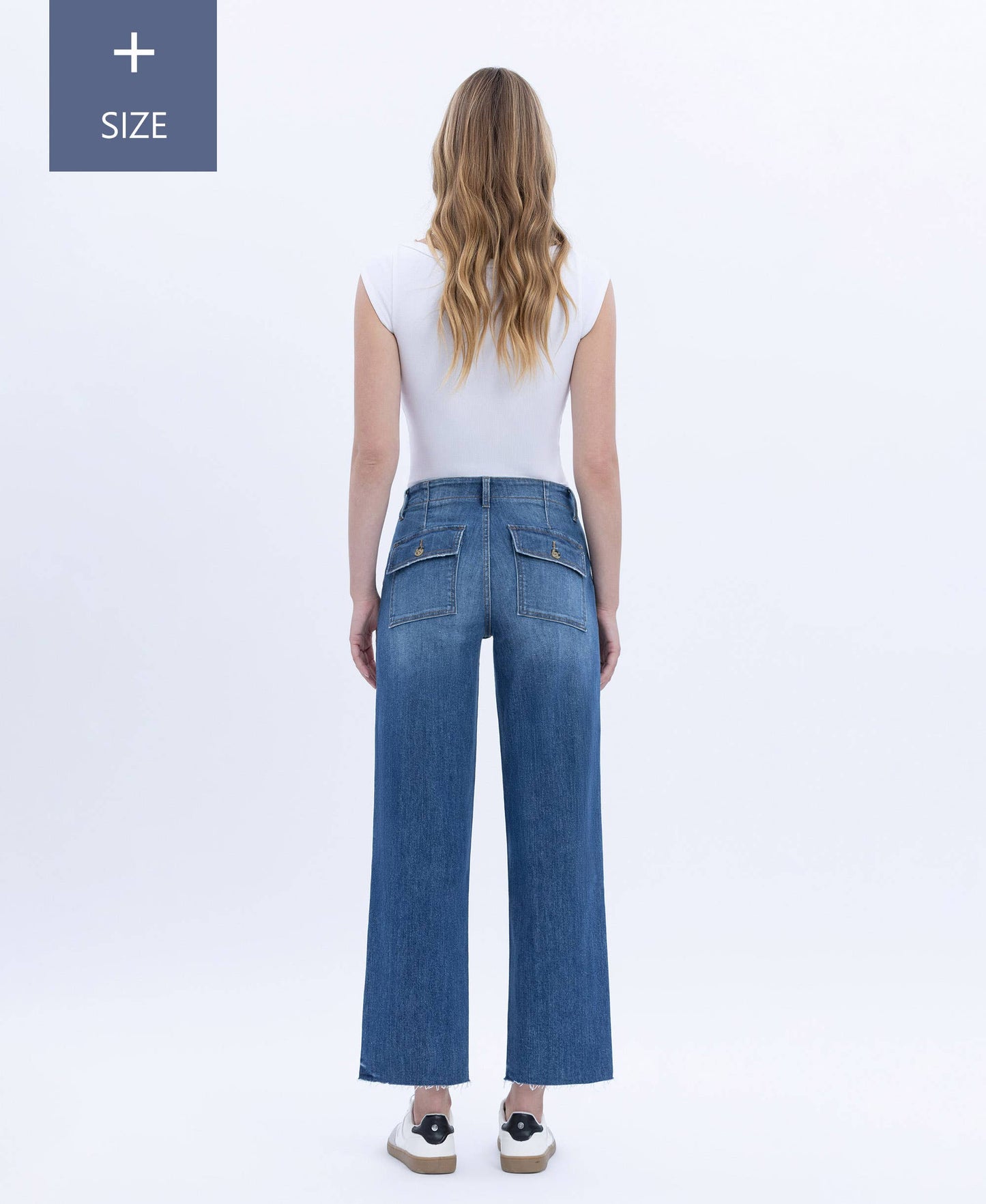 PLUS HIGH RISE CROP UTILITY POCKET STRAIGHT JEANS LV1355-P Lovervet by VERVET