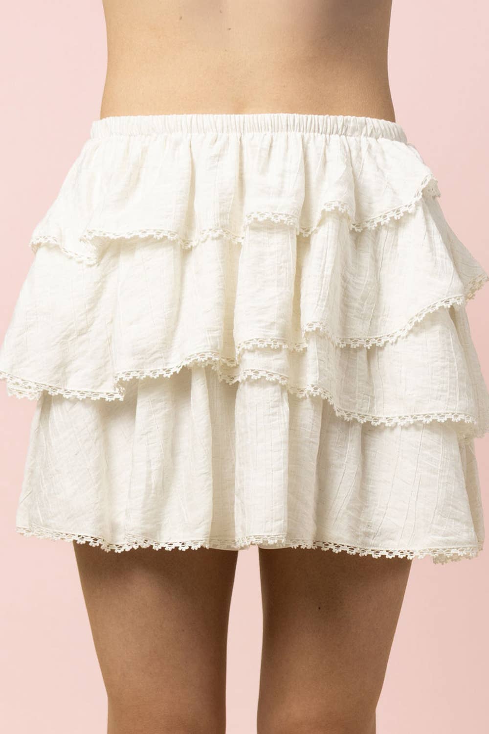 VERY J -Lace Hem Layered Ruffle Mini Skirt - 926 West
