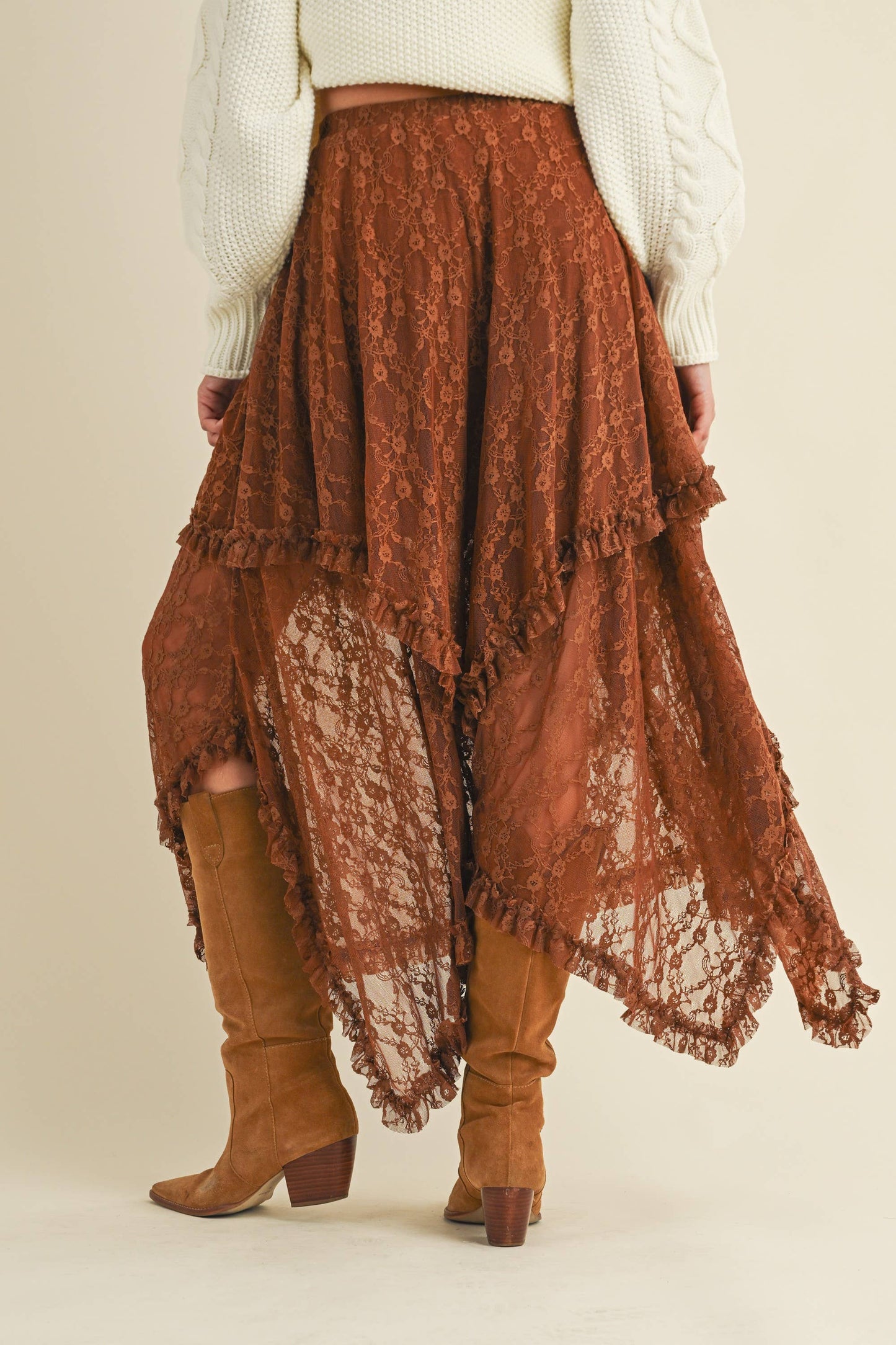 LAYERED FLORAL MIDI SKIRT Cloud Ten