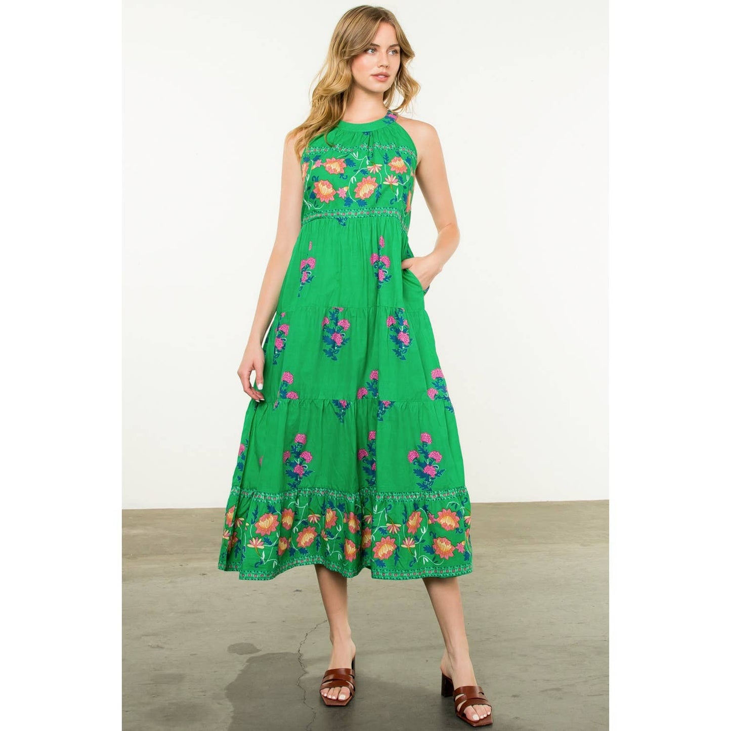 Halter Neck Floral Print Maxi Dress THML