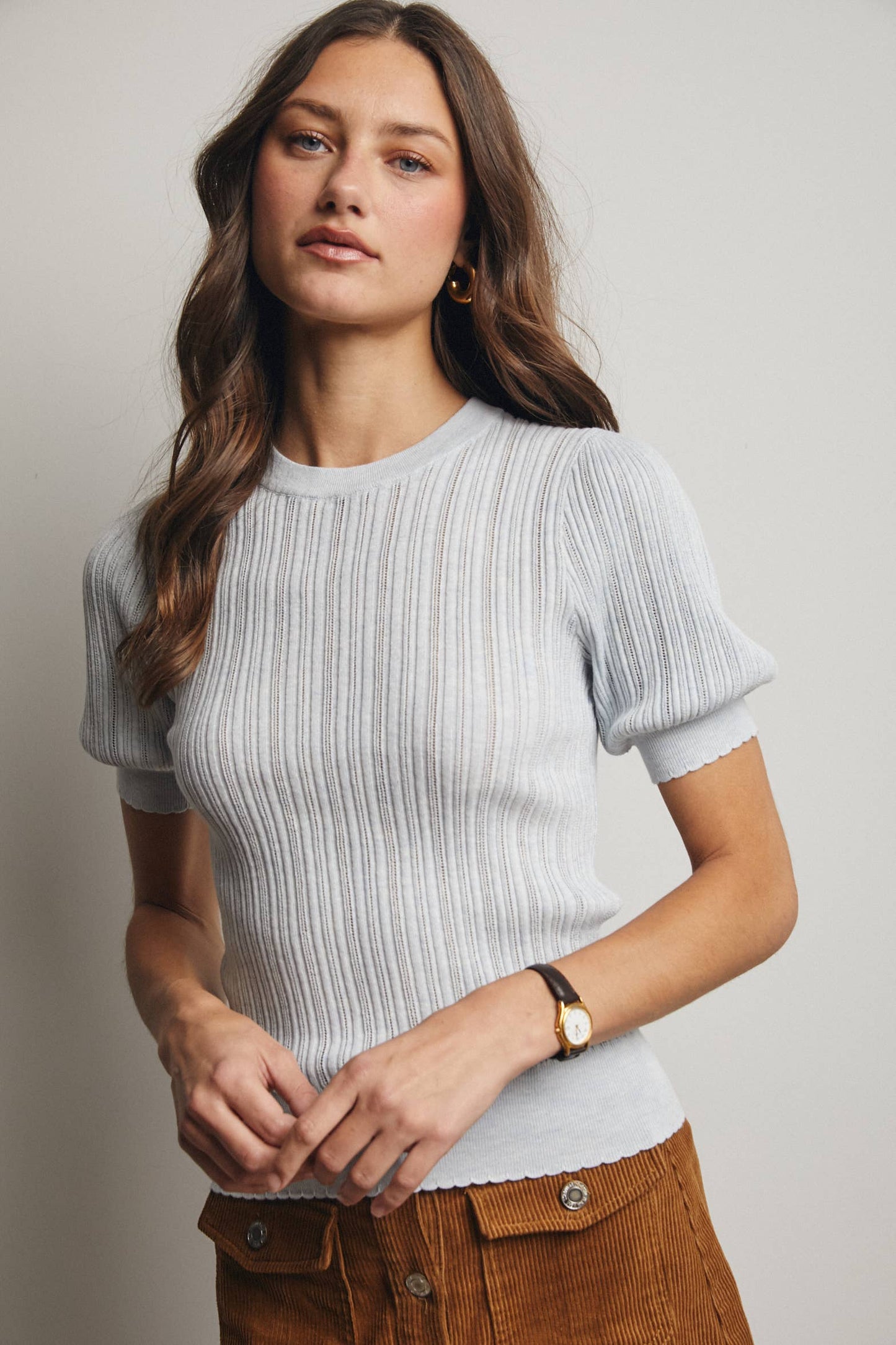 Forte- Textured Knit Puff Sleeve Top - 926 West