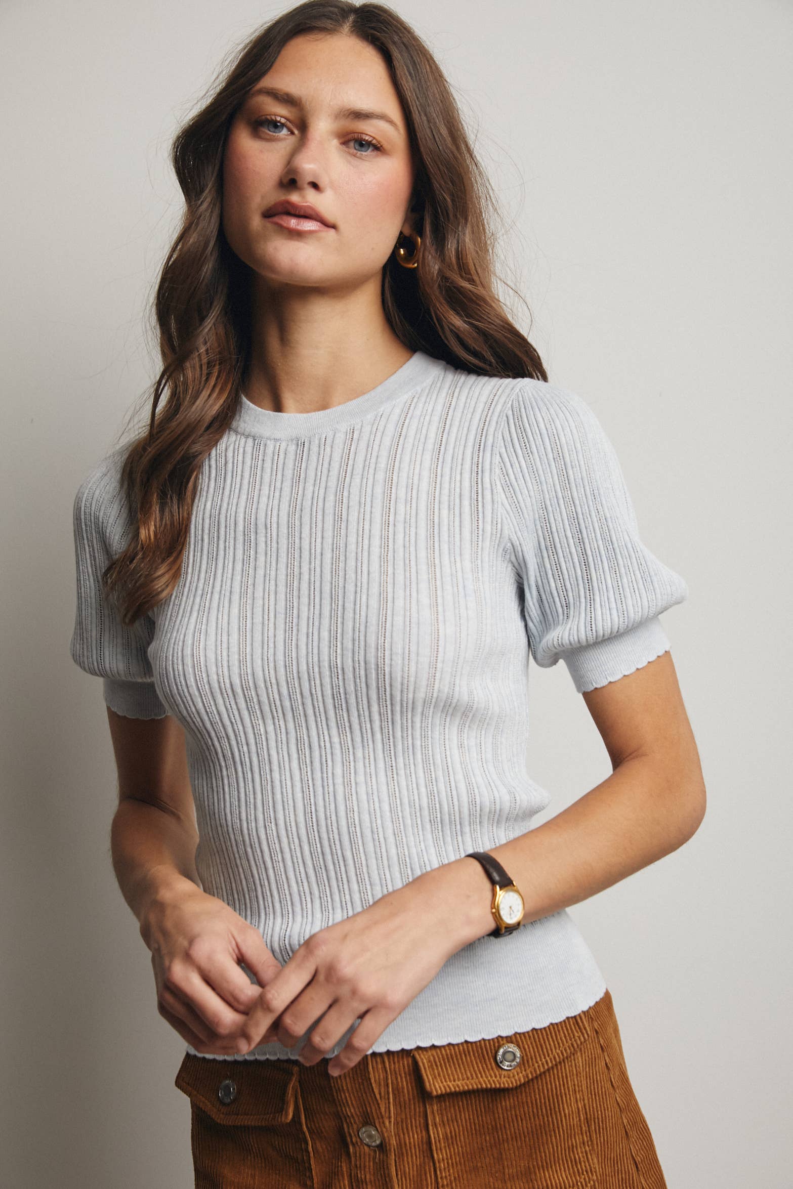 Forte- Textured Knit Puff Sleeve Top - 926 West