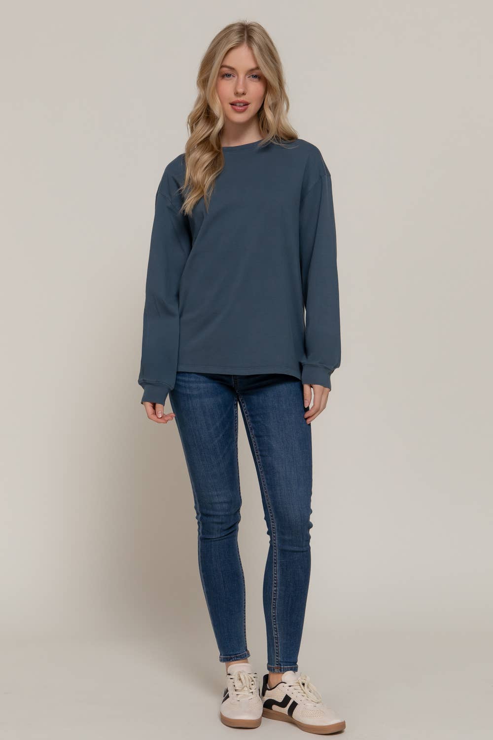 Long Sleeve Round Neck Garment Dye Tee Active Basic | Active USA