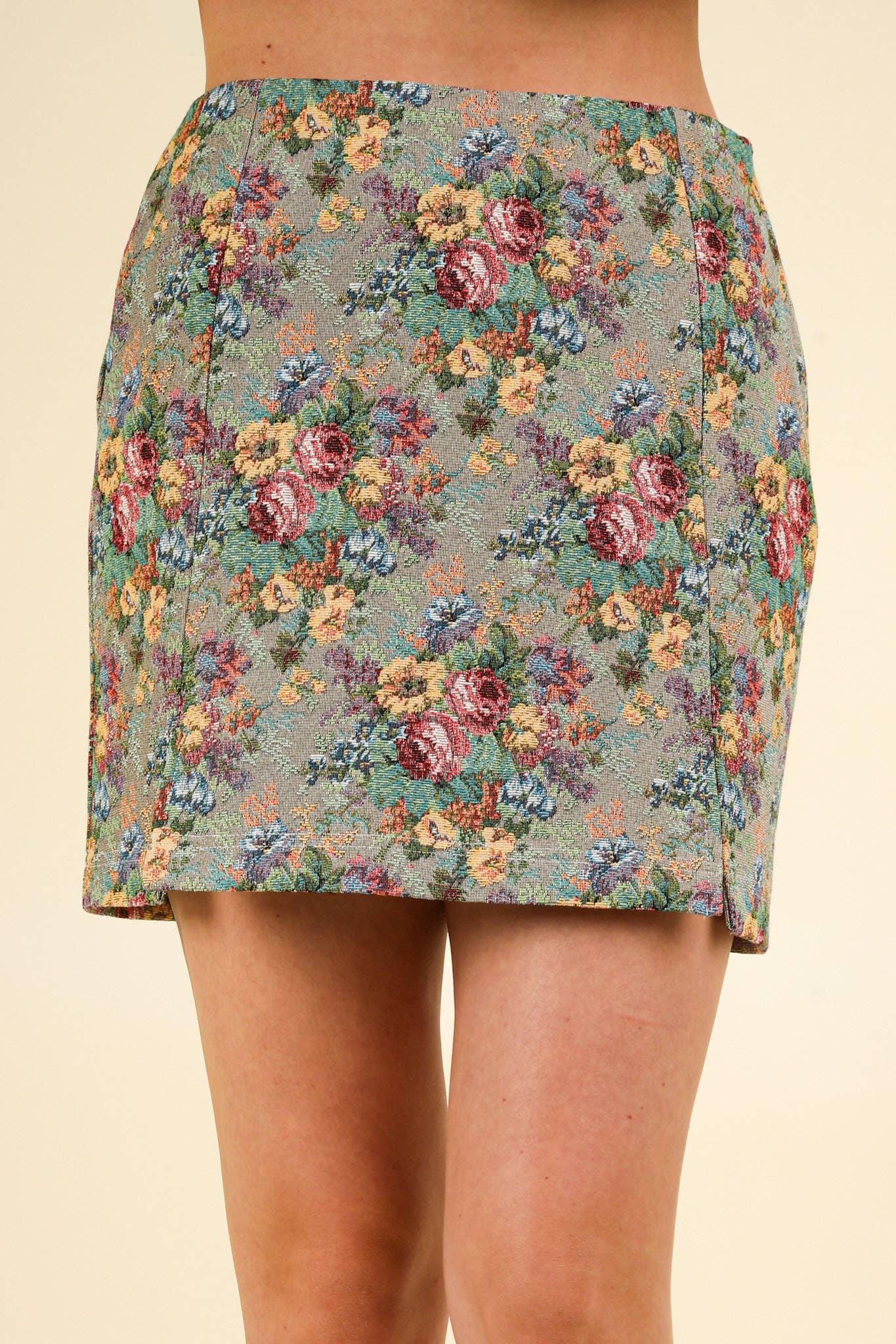 VERY J - Floral Jacquard Fabric  Mini Skirt