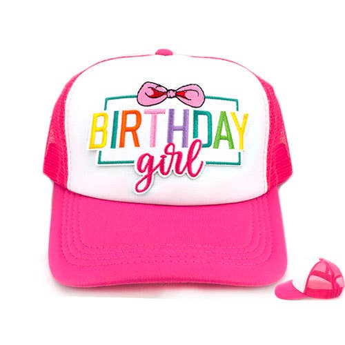 BIRTHDAY GIRL BOW EMRBOIDERED PATCH TRUCKER MESH CAP 926 WEST