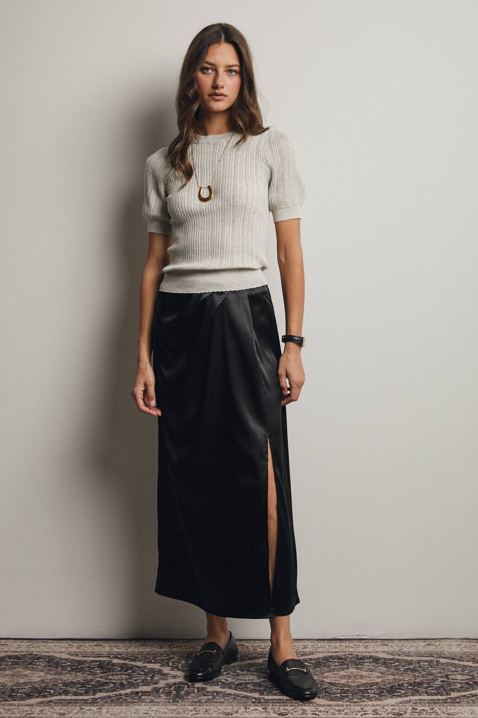 Forte- Textured Knit Puff Sleeve Top - 926 West