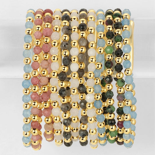 Splendid Iris Stretch Stone & Bead Bracelets - B3296
