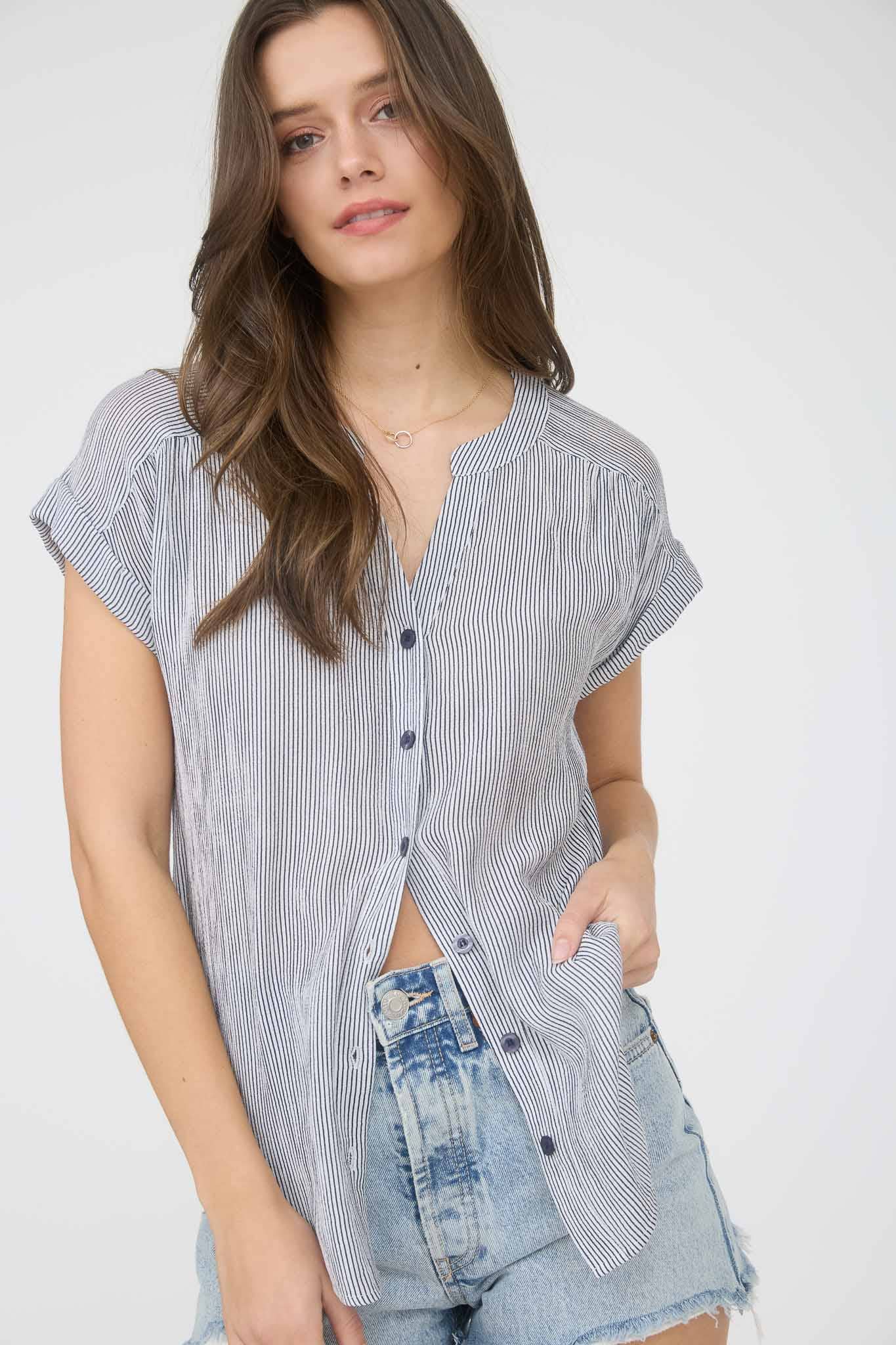 BLU PEPPER - INSTRIPE SHORT CUFF SLEEVE BUTTON DOWN SHIRT - 926 West