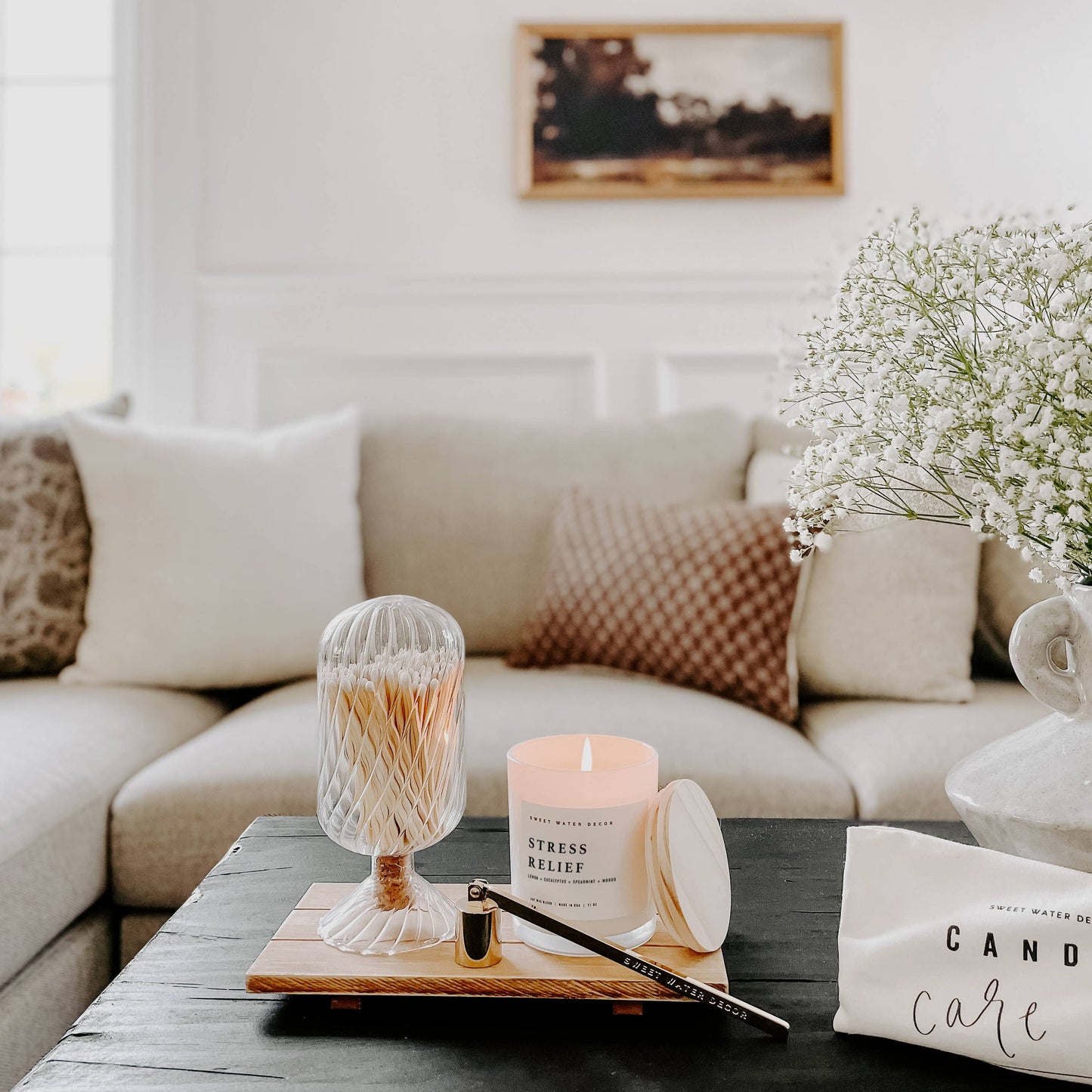 Stress Relief 11 oz Soy Candle - Home Decor & Gifts Sweet Water Decor