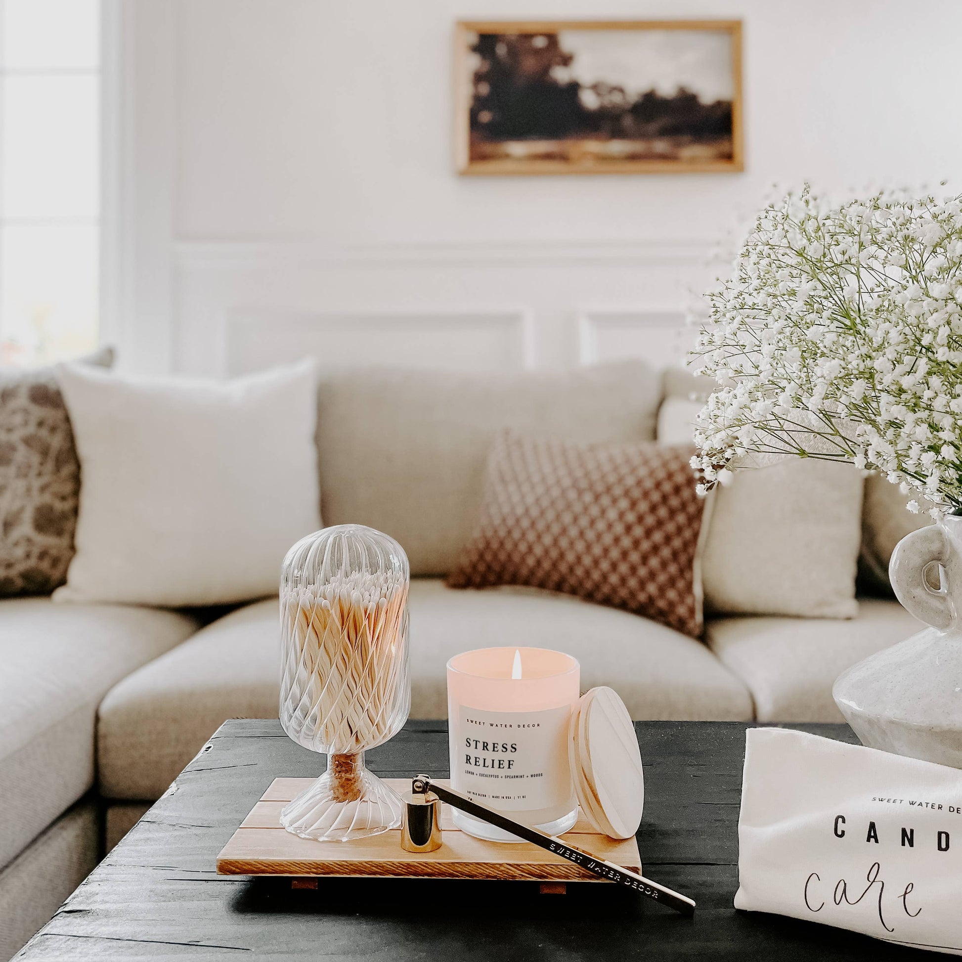 Stress Relief 11 oz Soy Candle - Home Decor & Gifts Sweet Water Decor