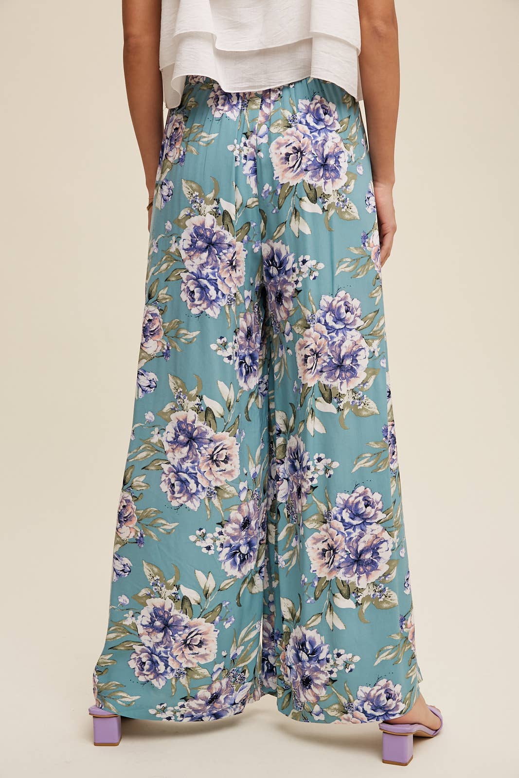 Floral Wide Leg Pants with Tiered Ruffle Top Listicle