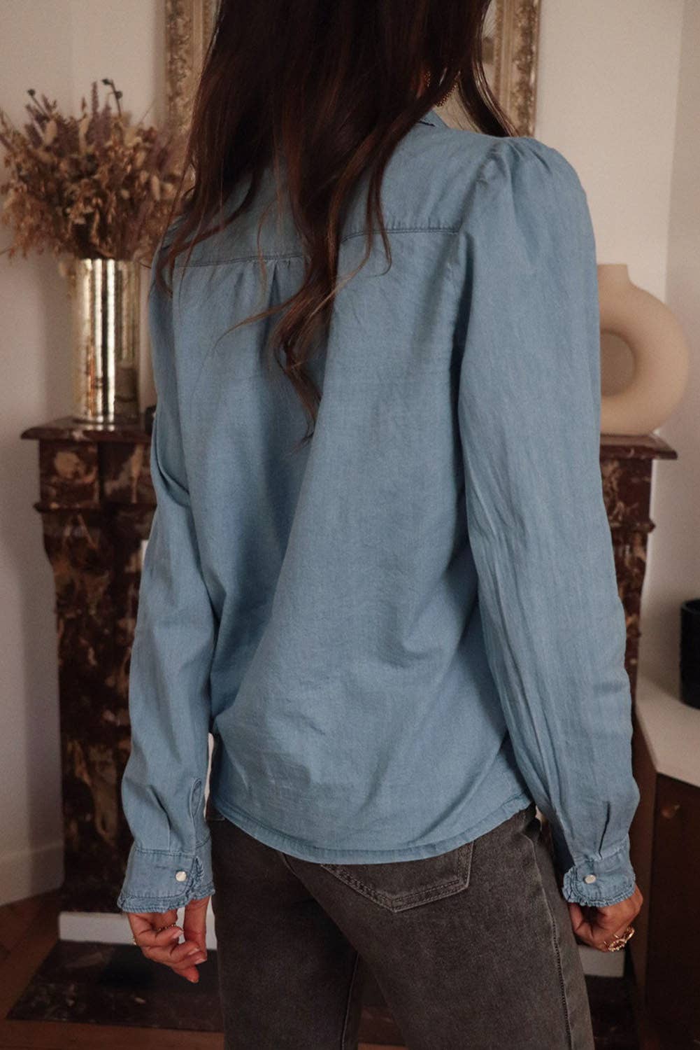 Turn-down Collar Chambray Shirt 926 WEST
