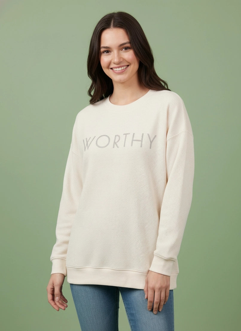 Worthy Graphic Cloudy Knit Top