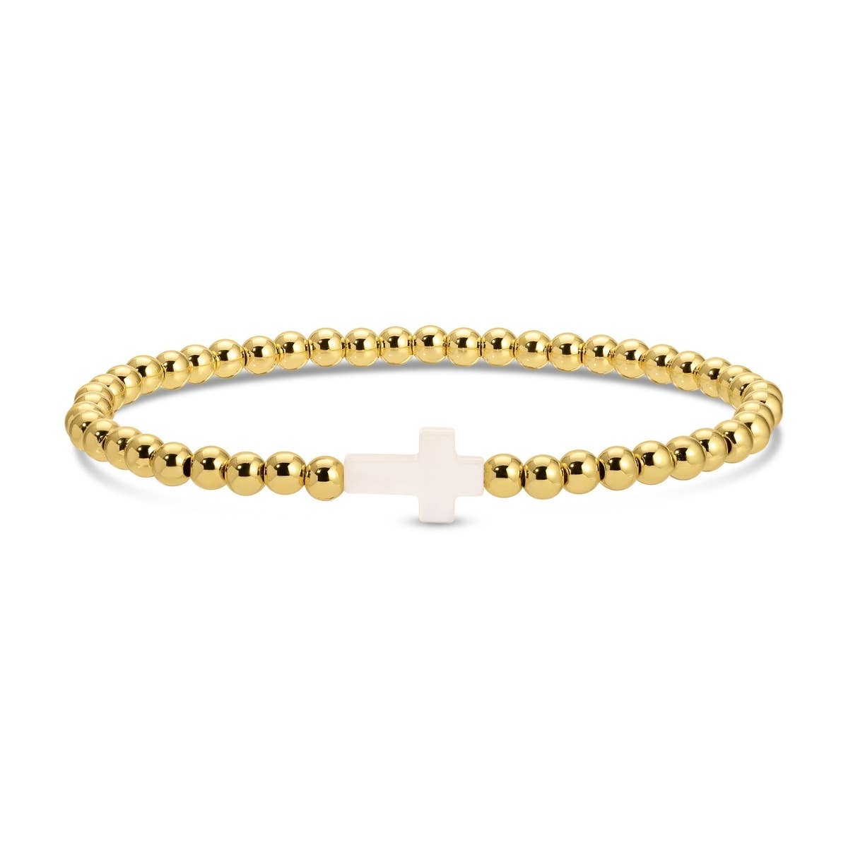 Splendid Iris  4mm Stretch Beaded Bracelets w/ Cross B3380