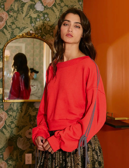 Bucketlist- Contrast Sleeves Detail Terry Sweatshirt 926 West