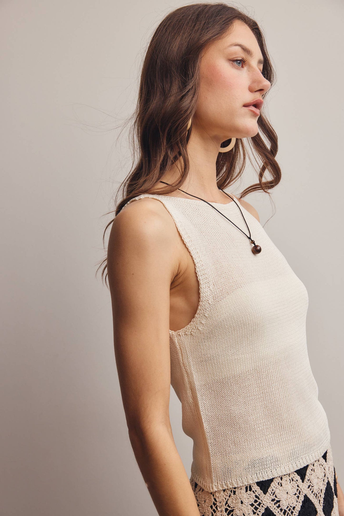 Forte Sleeveless Cotton Knit Tank Top - 926 West