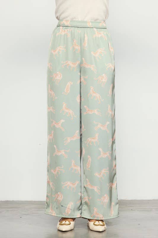 SKIES ARE BLUE - ANIMAL PRINT SATIN PANTS - 926 West
