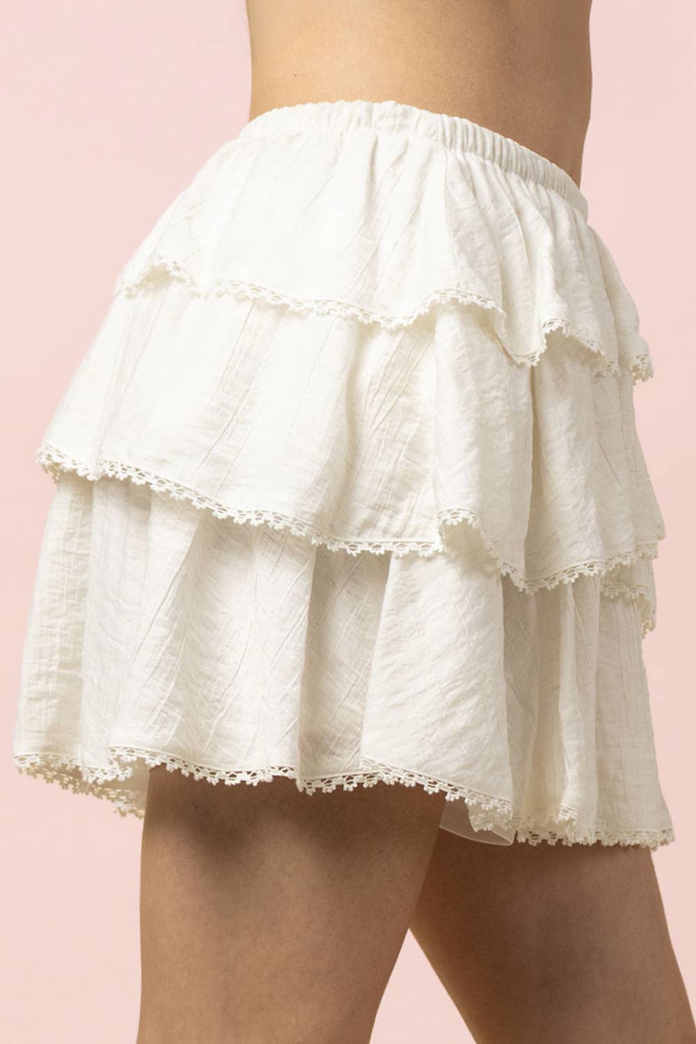 VERY J -Lace Hem Layered Ruffle Mini Skirt - 926 West