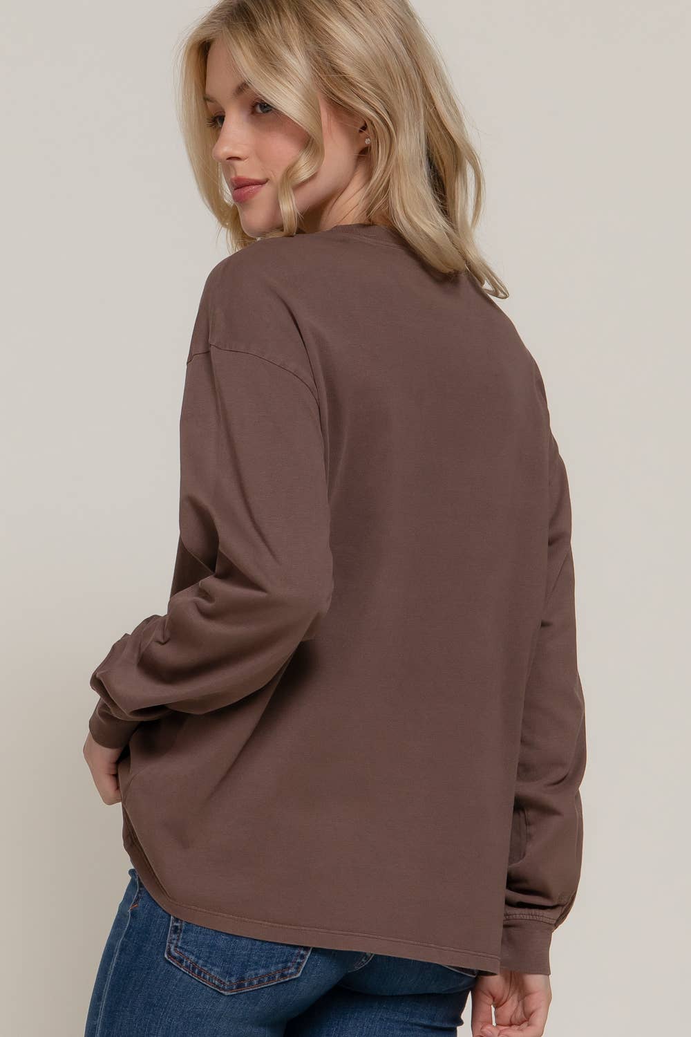 Long Sleeve Round Neck Garment Dye Tee Active Basic | Active USA