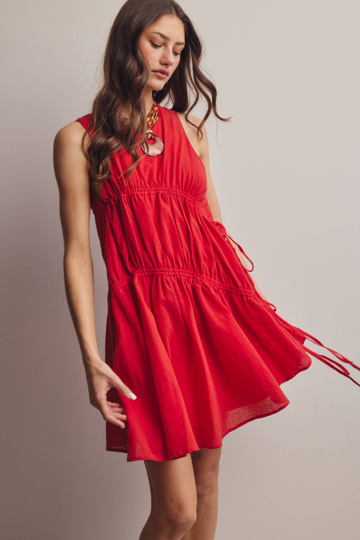 Forte - Ruched Tie-Detail Lined Mini Dress - 926 West