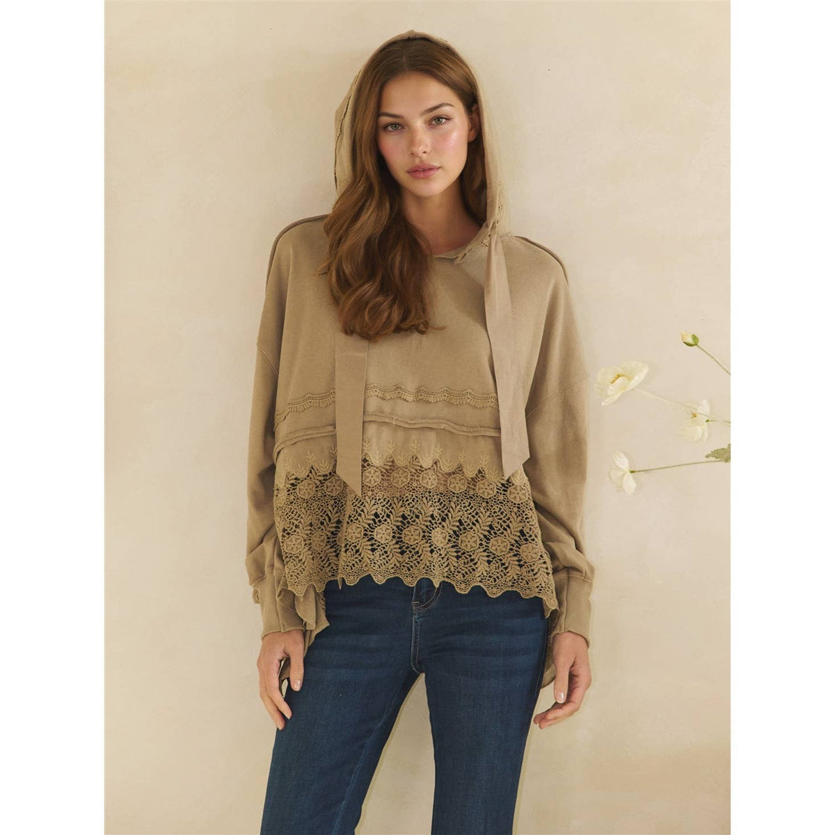 Willow Mineral-Wash Terry & Eyelet Sweatshirt