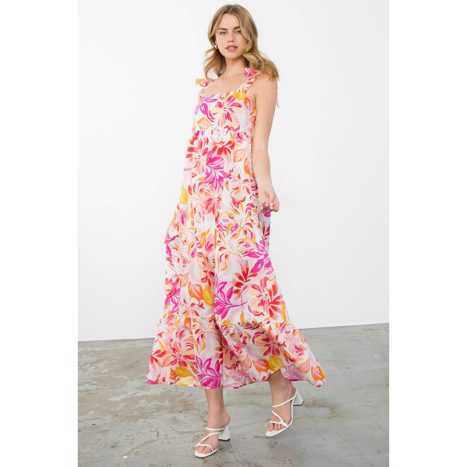 Tie Strap Floral Print Dress 926 WEST