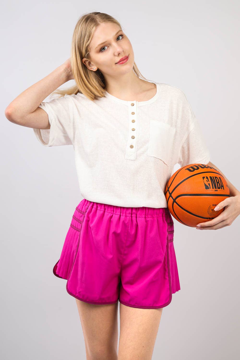 Very J - Side Pleated Detail Activewear Shorts - 926 West