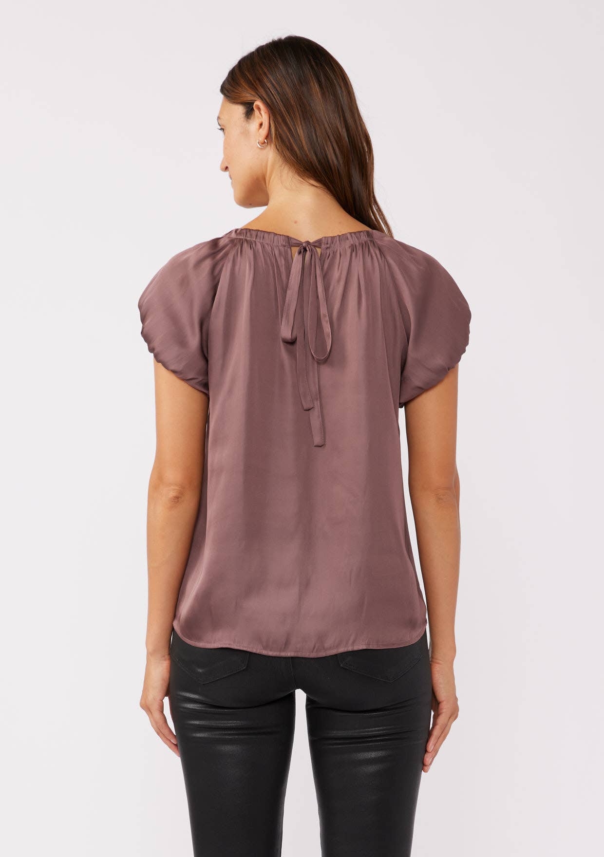 FINAL SALE- Short Sleeve Raglan Top with Back Tie 926 WEST