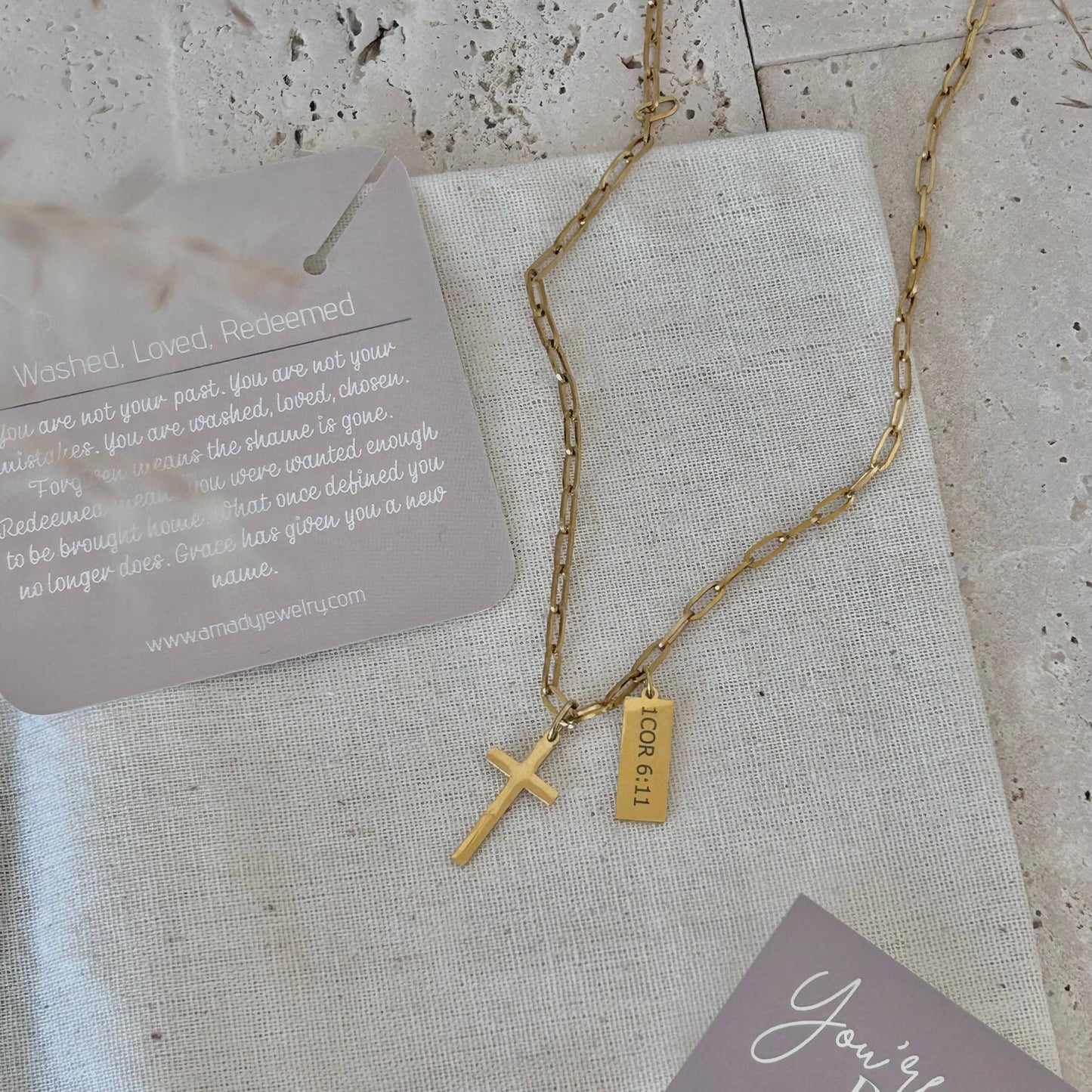 Christian Necklace Jewelry Bible verse 14k gold plated