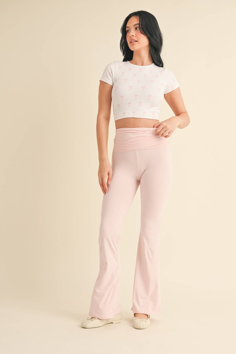 Bow Print Crewneck Baby Tee KIMBERLY C