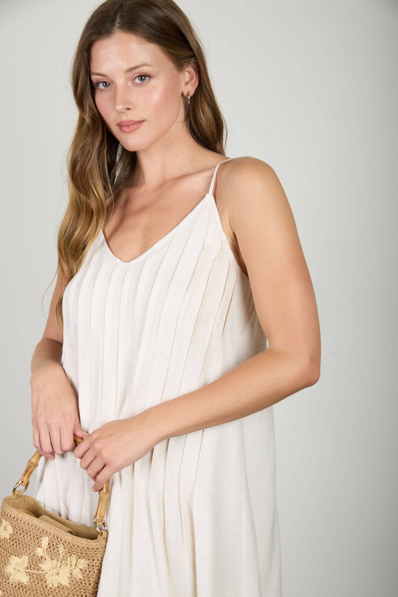 Blu Pepper - PLEATED PINTUCK DETAIL SPAGHETTI STRAP MAXI DRESS - 926 West