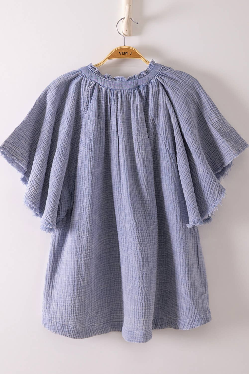 VERY J - Mineral Washed Gauze Blouse Top