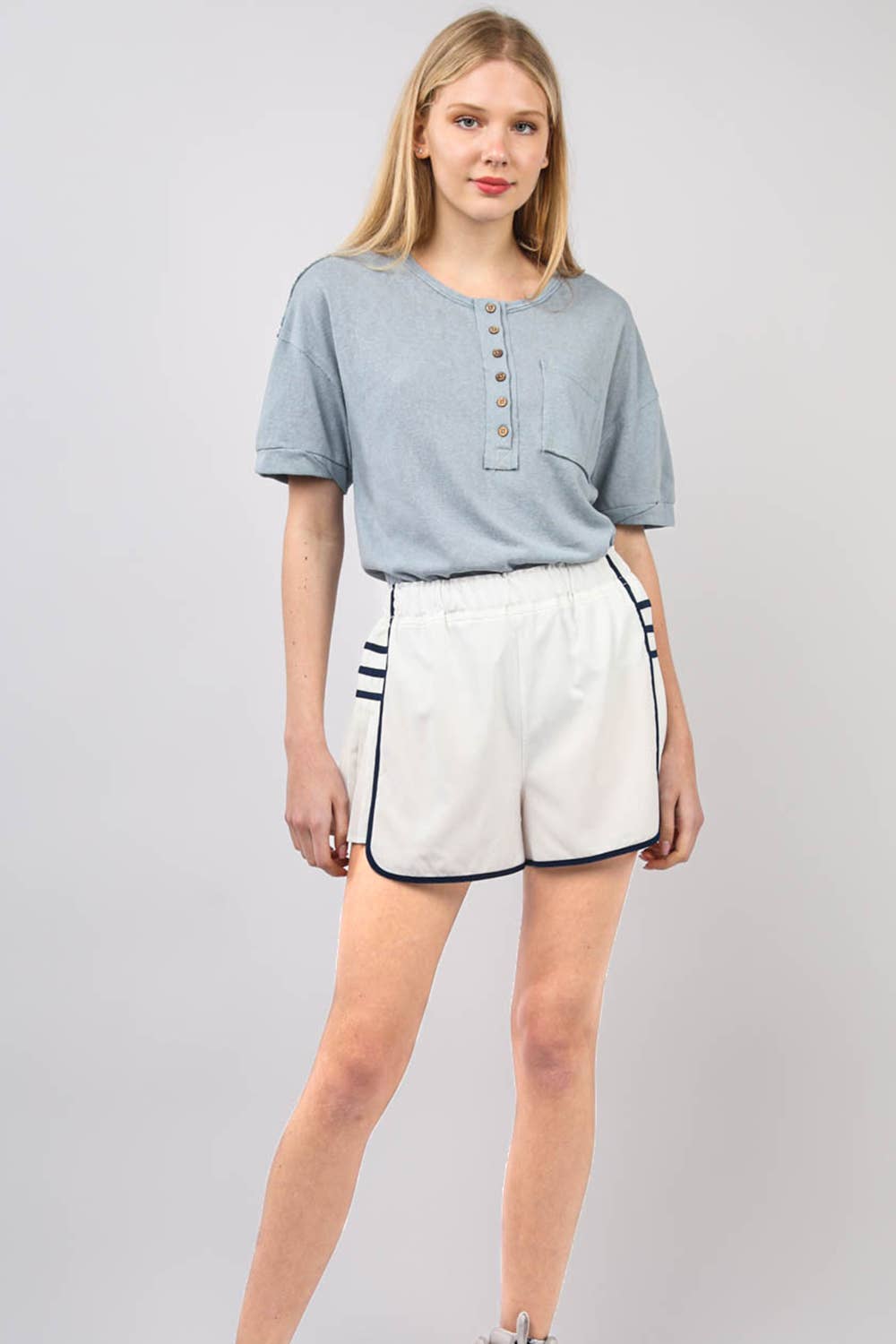 Very J - Side Pleated Detail Activewear Shorts - 926 West