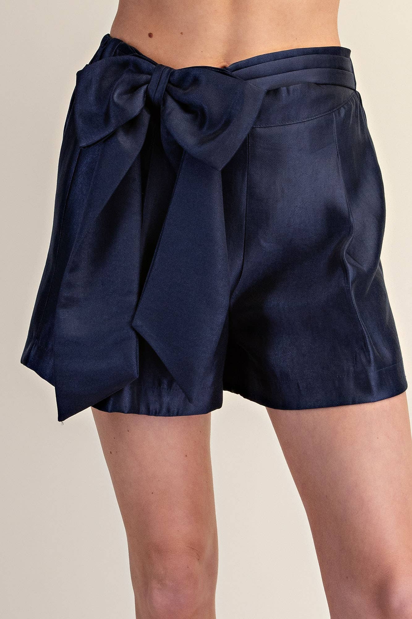 Bow Shorts High Waist Pleated