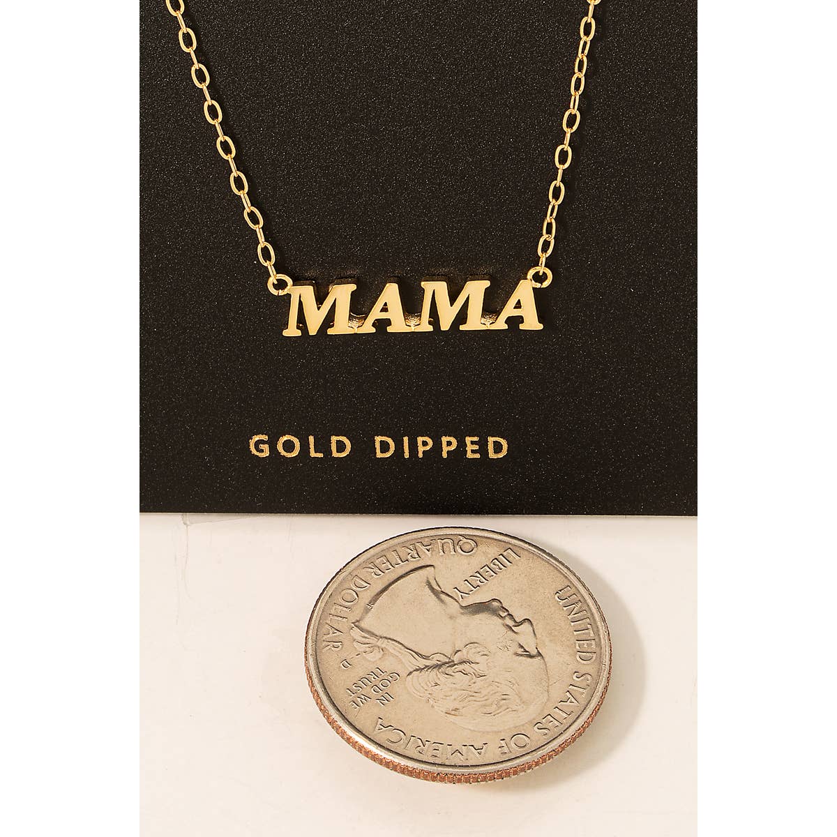 Gold Dipped Mama Pendant Necklace 926 WEST