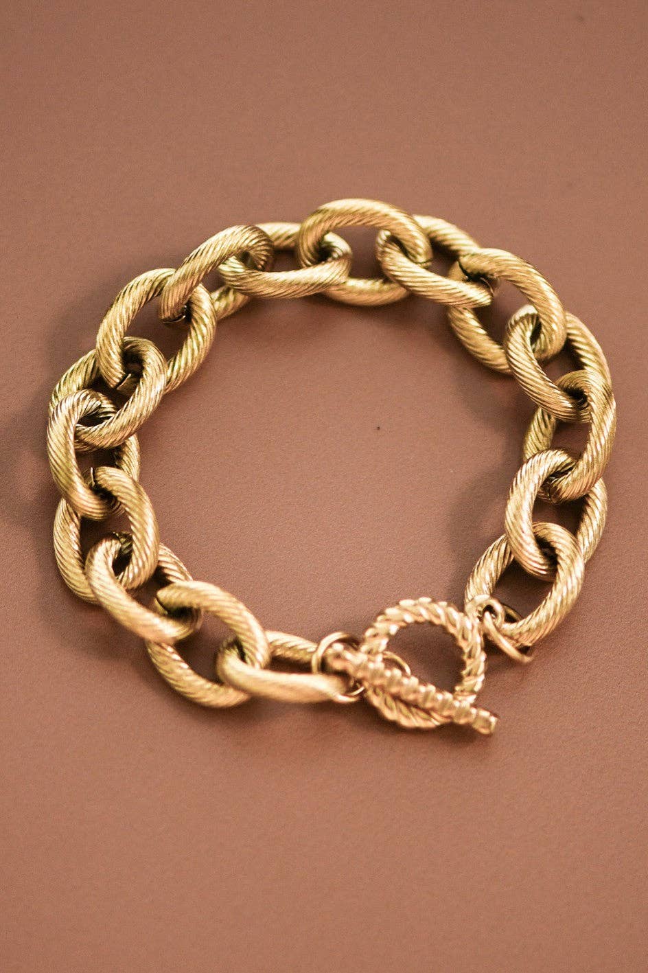18K Gold Plated Stainless Steel Chunky Link Chain Bracelet - 926 West