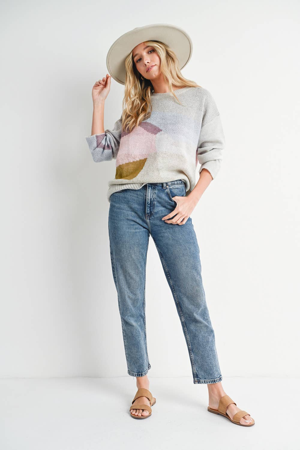 ABSTRACT KNIT SWEATER PULLOVER Bluivy