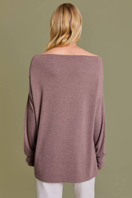 COWL NECK LONG SLEVEE OFF SHOULDER TOP GILLI