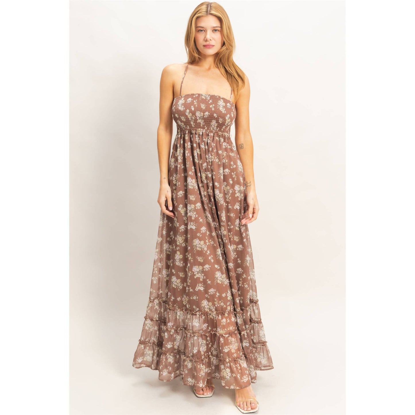 HYFVE - Smocked Floral Maxi Dress open back