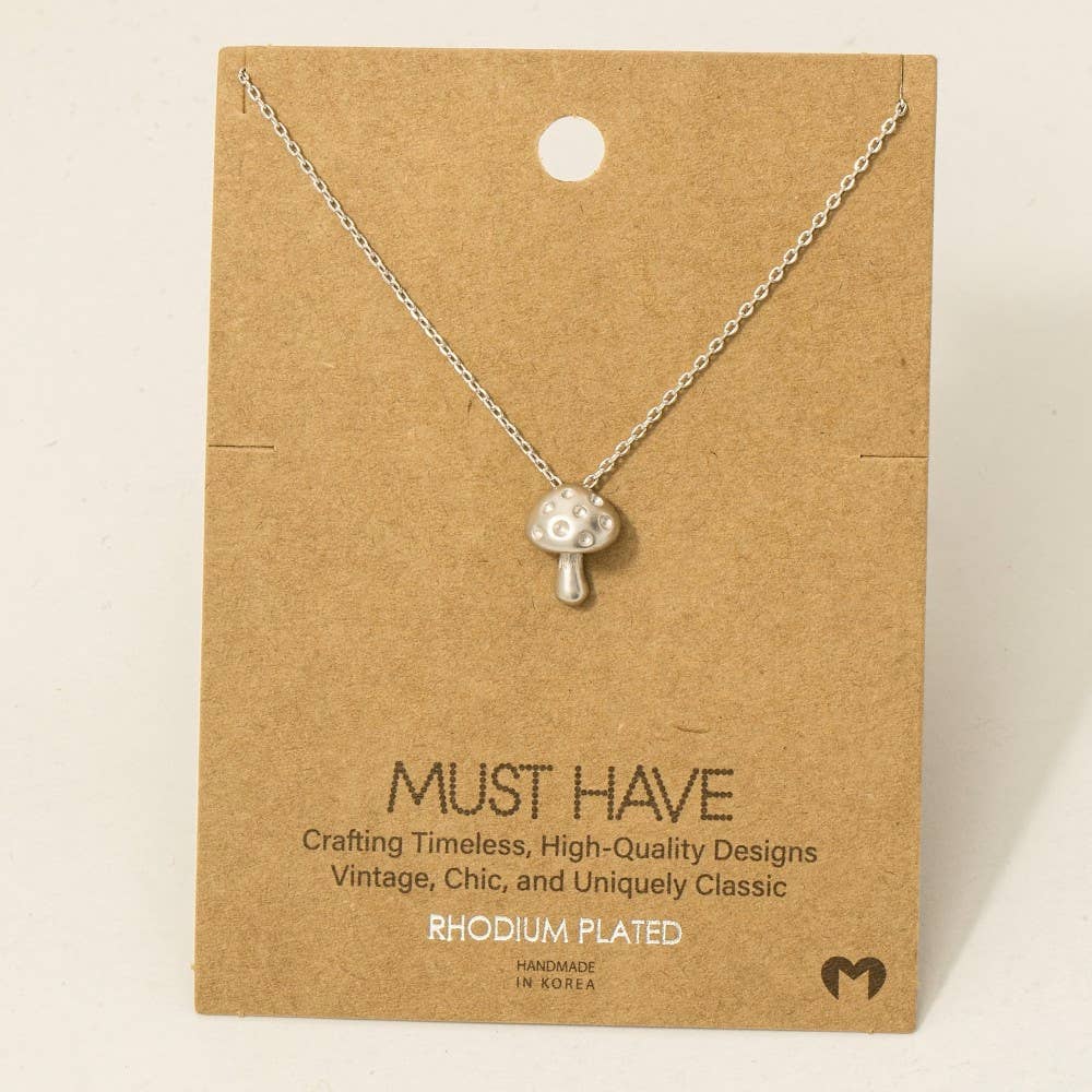 Gold Dipped Mini Mushroom Pendant Necklace Fame Accessories