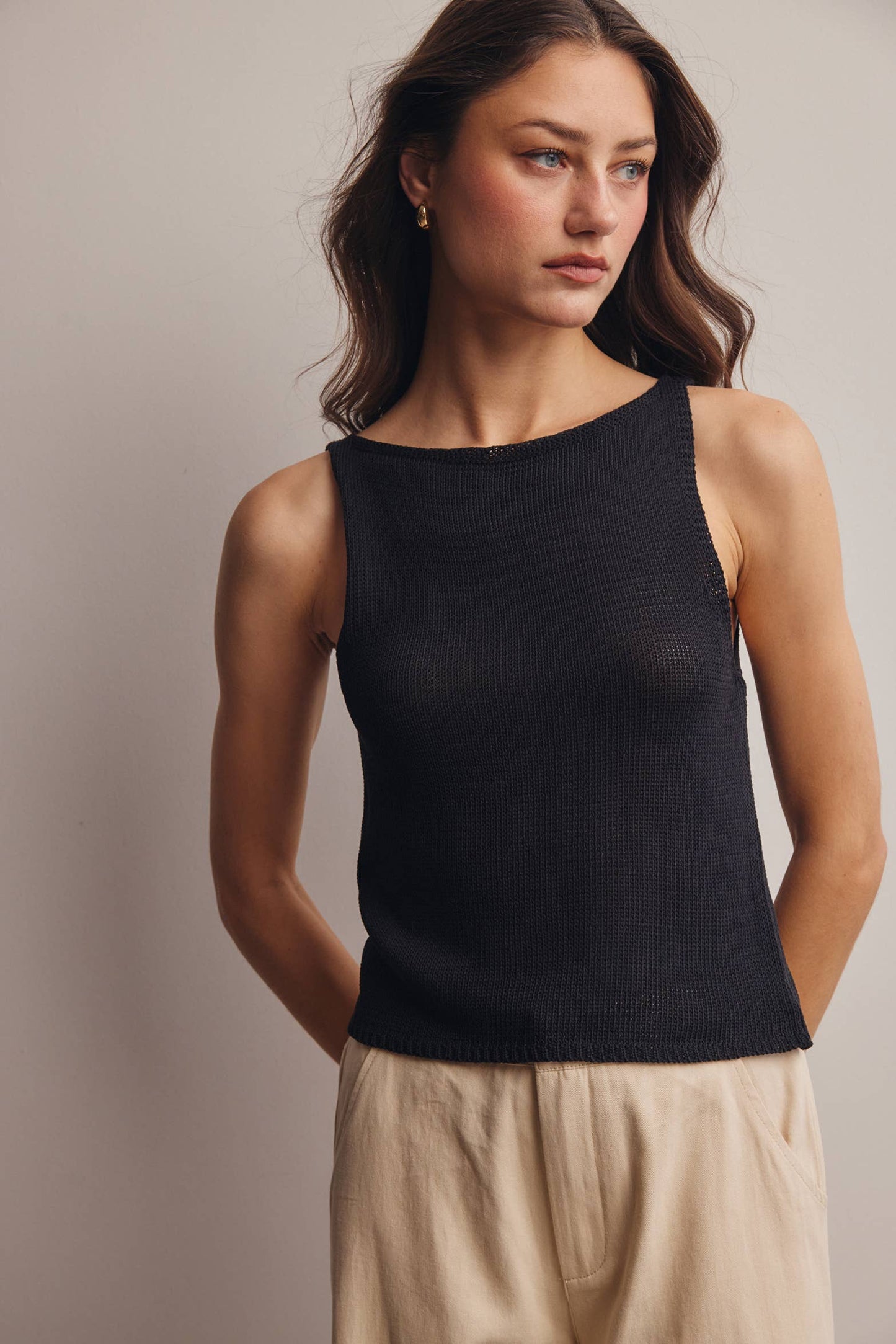 Forte Sleeveless Cotton Knit Tank Top - 926 West