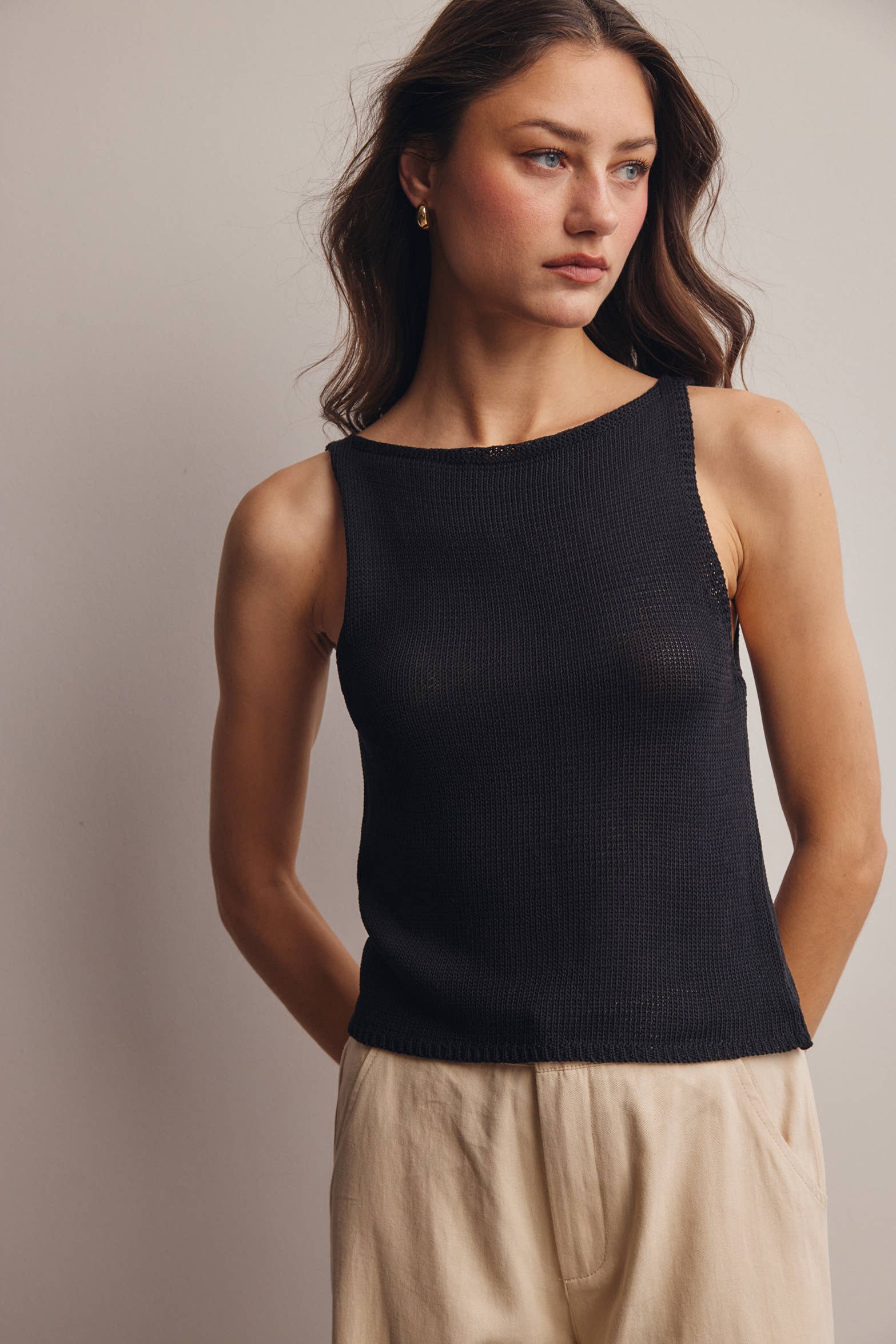 Forte Sleeveless Cotton Knit Tank Top - 926 West