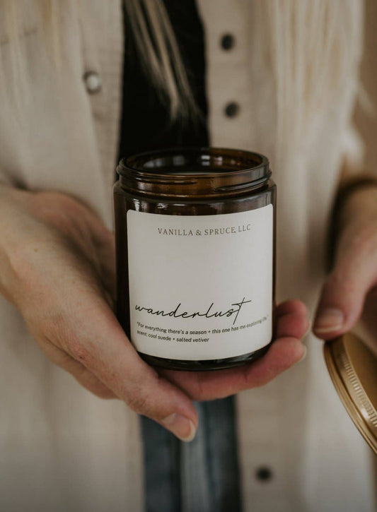 7 oz Candle - Wanderlust Vanilla and Spruce, LLC