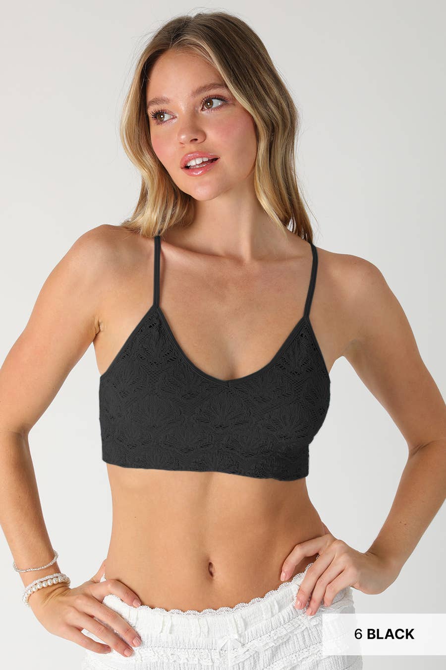 Textured Lace Triangle Cut-Out Bralette - ONE SIZE